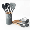 Kit Utensílios de Cozinha 12 Peças Silicone com Suporte, Livre de BPA