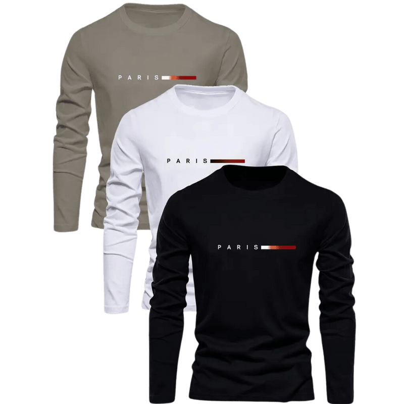 Kit 3 Camisetas Masculinas de Algodão com Aplique e Estampa Casual